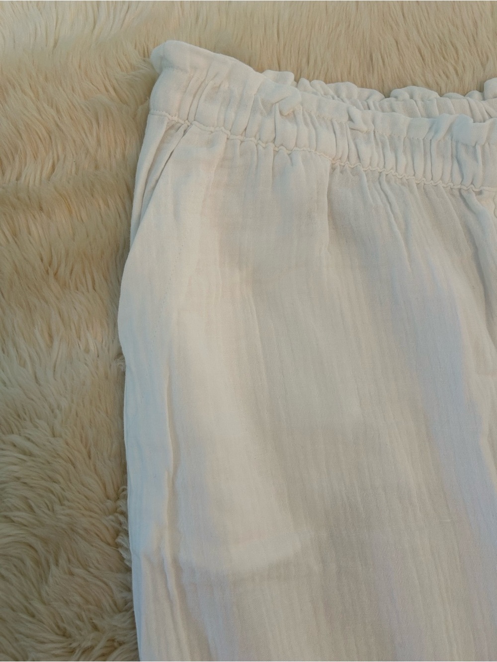 Soma White Cotton Gauze Wide Leg Cropped Pants